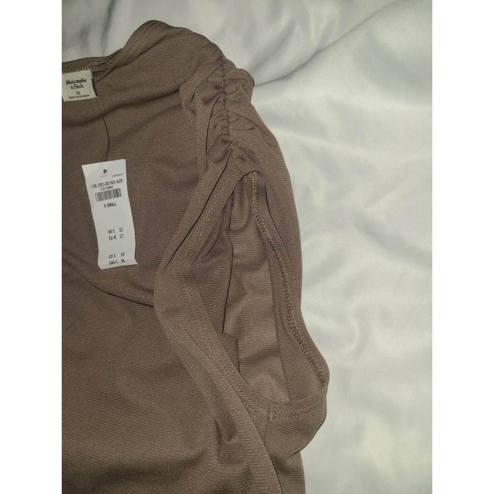 Abercrombie Fitch Brown Ruched Tank Top Size XS Sheer - Picture 7 of 16
